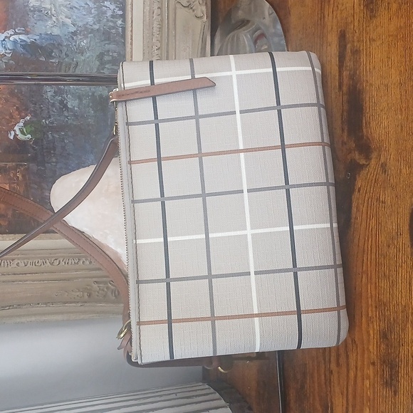 FIRM!!!! Fossil Women's Beige Plaid Shoulder Bag - Picture 14 of 17